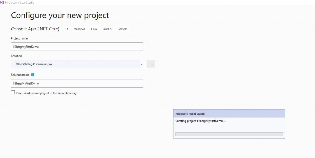 Create a new F# Project